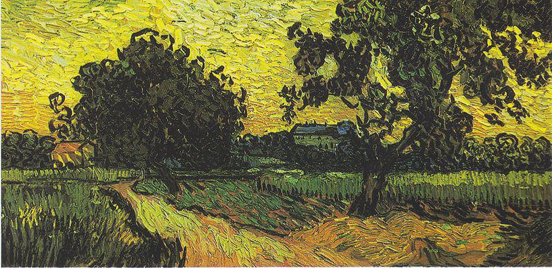 Vincent Van Gogh Landscape with Castle Auvers at Sunset oil painting picture